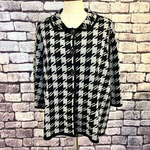 CJ Banks Black & Gray Check Cardigan/Jacket Size 3X